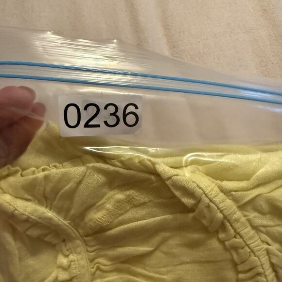 J.Jill Love Linen Sz XL Relaxed Peasant Top Yellow Lightweight Lagenlook Ruffle - Picture 11 of 11